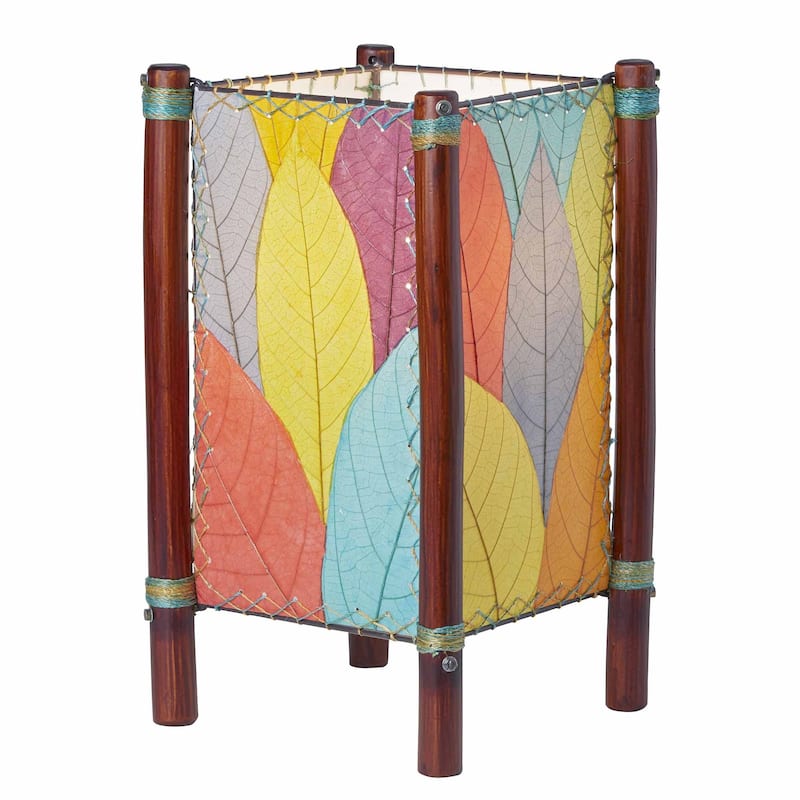 Eangee Handmade Fortune Table Lamp, Cocoa Leaves Shade, 9 x 9 x 15 in.
