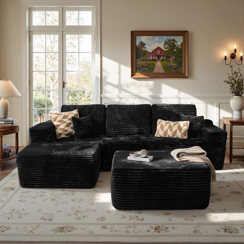​​OVIOS Lazy Chaise Lounge Sofa with Ottoman​
