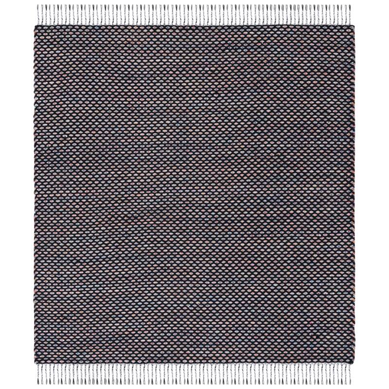 SAFAVIEH Handmade Montauk Wakely Casual Rug - 6' Square - Black/Ivory