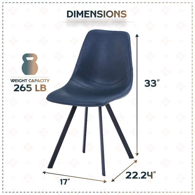 Markley Modern Ergonomic Leather Dining Chair with Black Steel Legs, Scratch-Resistant & Comfortable Kitchen Chair