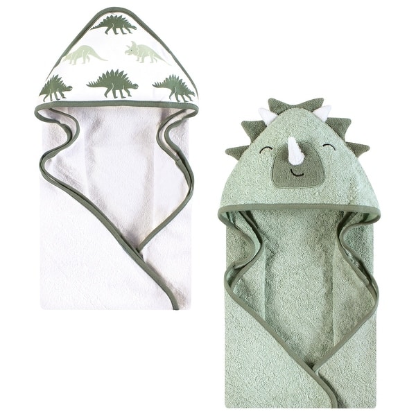 slide 1 of 1, Hudson Baby Infant Boy Cotton Animal Face Hooded Towel, Neutral Dino World, One Size - Neutral Dino World - One Size One Size - Neutral Dino World