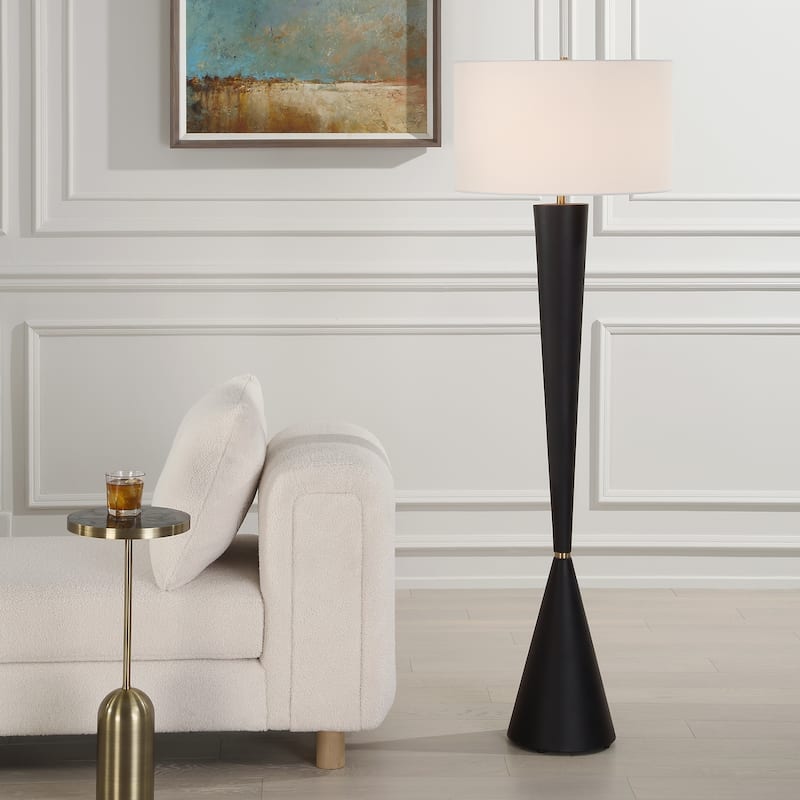 Tapered Floor Lamp with Drum Shade - 63.25" - Aged Black
