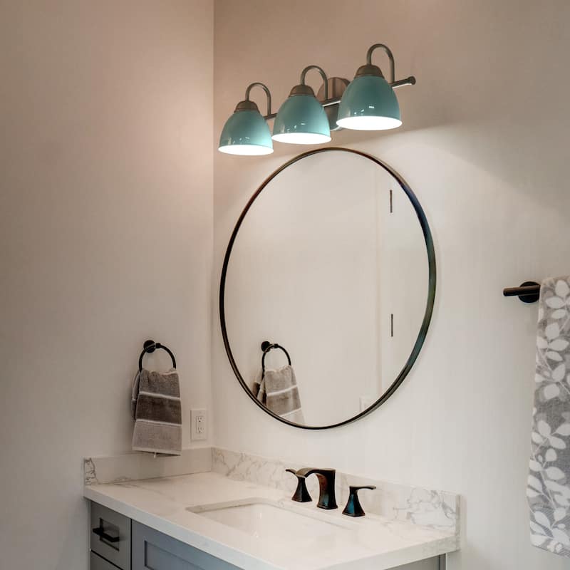 Modern Coastal 3-light LED Bathroom Bell Vanity Light Farmhouse Metal Shade Wall Sconces - L21.5"x W7"x H 6.5"