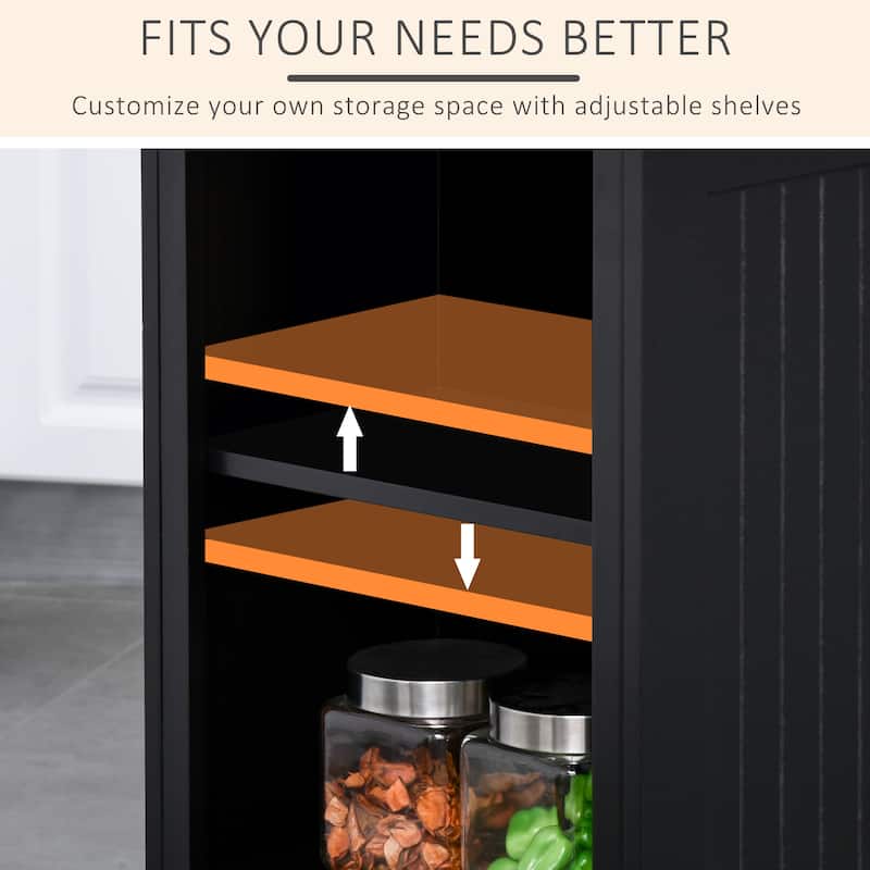 HOMCOM Fluted-Style Wooden Kitchen Island, Storage Cabinet with Drawer, Open Shelving, and Interior Shelving for Dining Room