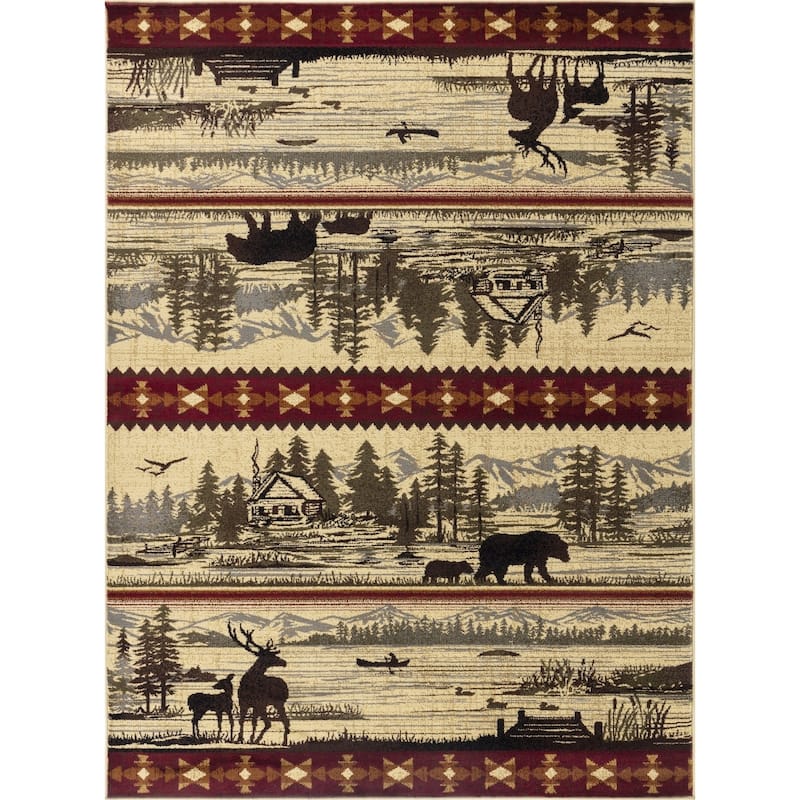 Nature's Nest GC_CBL3005 Multi Lodge Area Rug - 7'10 x 10'3