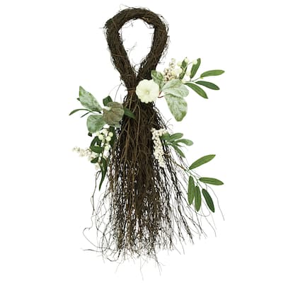 24" Pumpkins and Berries Artificial Fall Harvest Twig Teardrop Swag