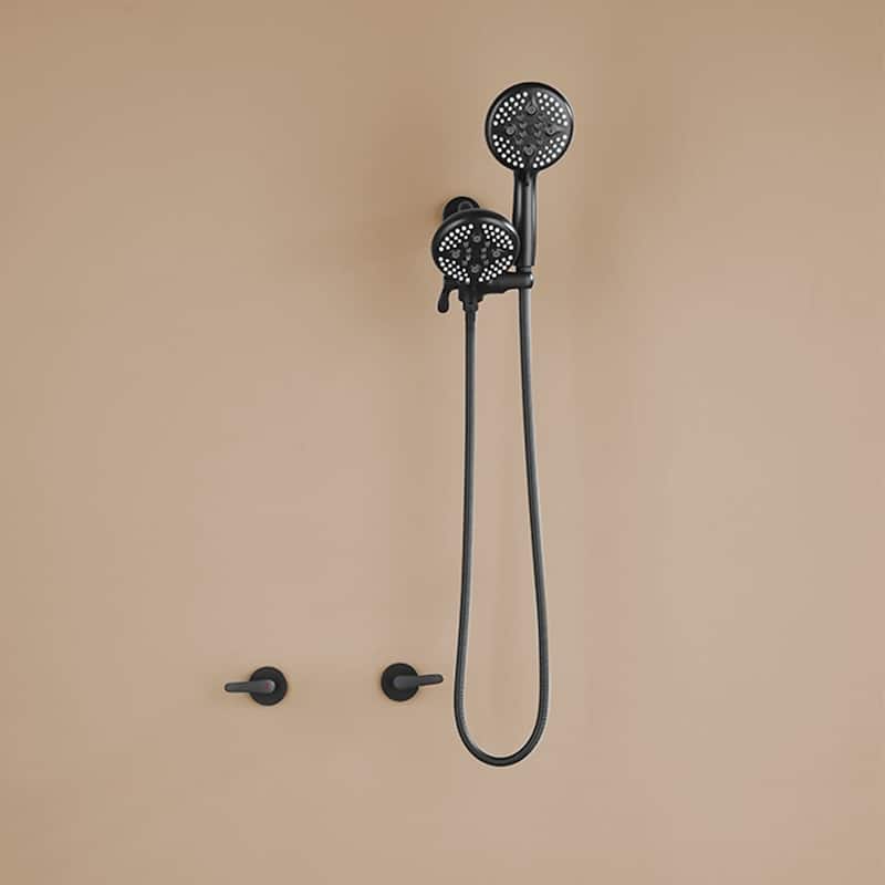 Wall Mount Shower Faucet with Handheld Shower Brass 5-Setting Spray Dual Head Shower System with Rough-in Valve
