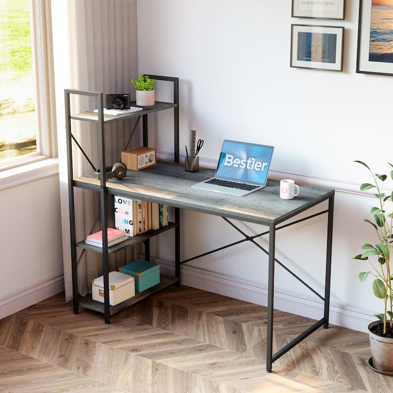 Computer Desk Home Office Computer Desk with 4 Shelves & Hooks