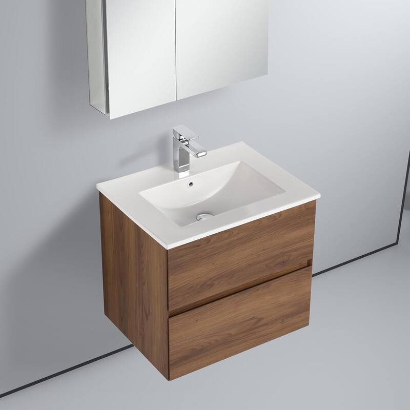Blossom All Wood Wall Mounted Floating Bathroom Vanity with Sink