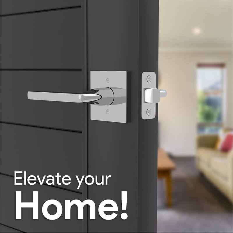 Mega Handles PRIME Reversible Passage Door Levers with Square Rosette | Modern Interior Handle for Bedroom, Bathroom, Hallway
