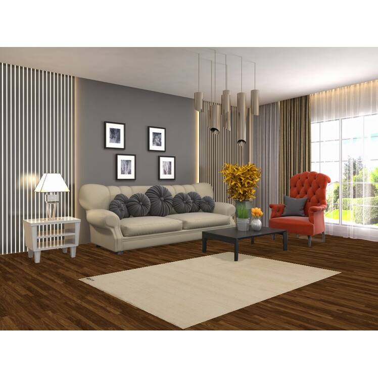 Solid Gabbeh Modern Accent Rug Hand-Knotted Wool Carpet - 4'1"x 5'8"