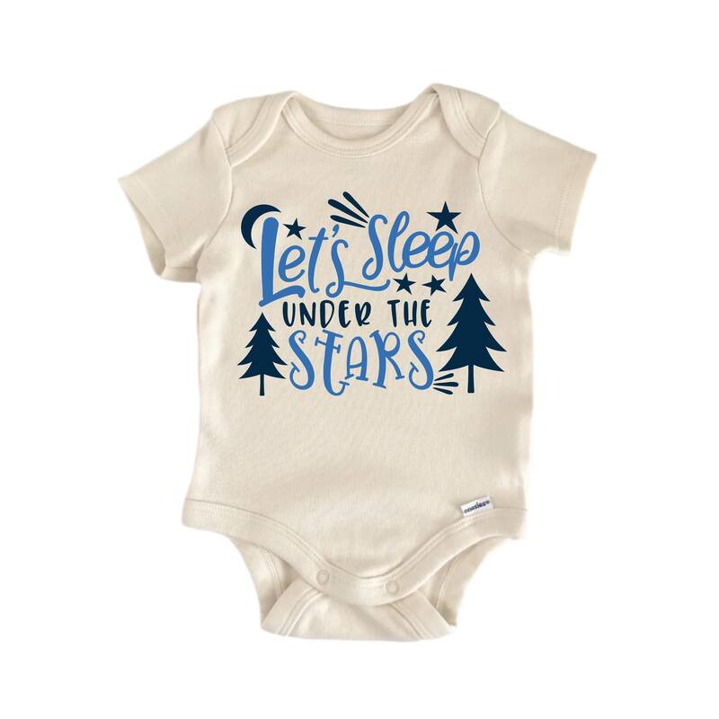 Lets Sleep Under The Stars Camping - Baby Boy Girl Clothes Bodysuit Funny Cute - Pink - 0-3M