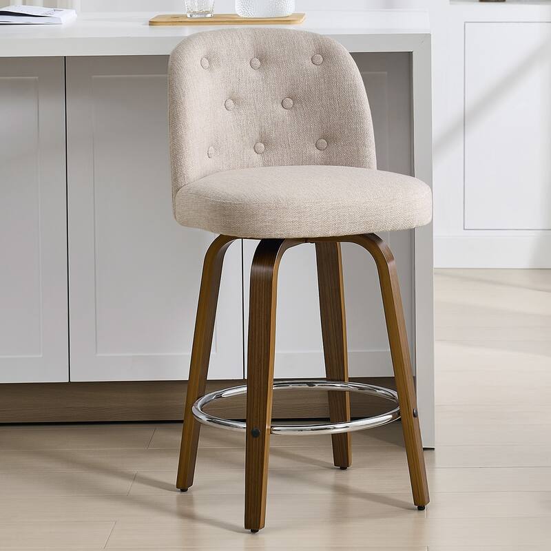 26"/29" Swivel Bar Stools/ Counter Stool with Bentwood Legs - Single - Linen-Sand - Counter Height