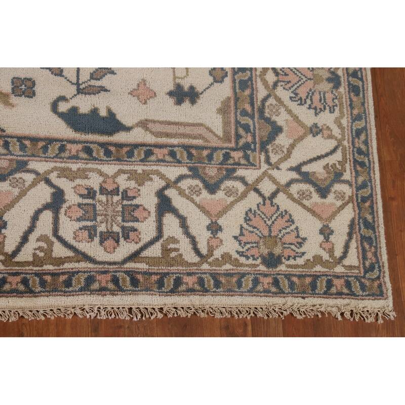 Beige / Ivory Oushak Oriental Area Rug Handmade Wool Carpet - 8'0"x 9'11"