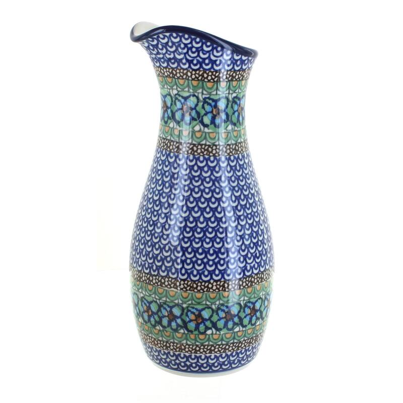 Blue Rose Polish Pottery D18 Ceramika Artystyczna Water Carafe - Mardi Gras