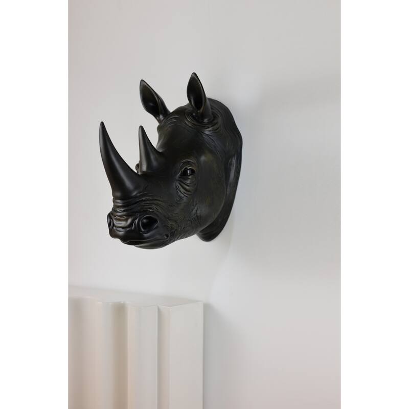 Rhinoceros Head Wall Decoration - 14.5" - Black