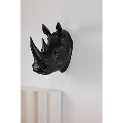 Rhinoceros Head Wall Decoration - 14.5" - Black