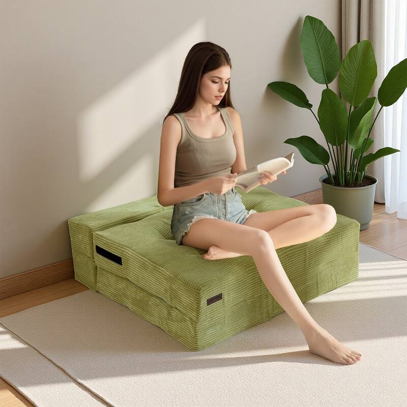 Corduroy Convertible Sofa Bed,Floor Sleeper Sofa