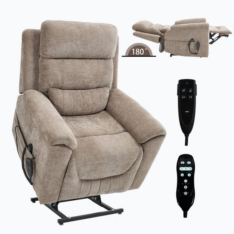 350 Lbs Leatherair Power Lift Recliner Chair,Heavy Duty Motion Mechanism With 8-Point Vibration Massage And Lumbar Heating