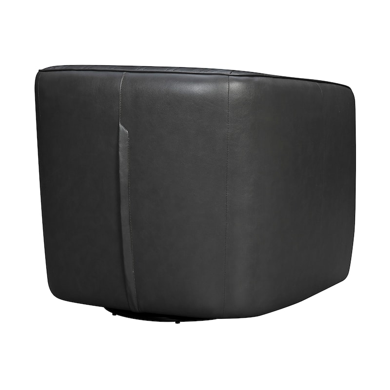 Aries Leather Upholstered Swivel Barrel Chair Living Room Arm Chair