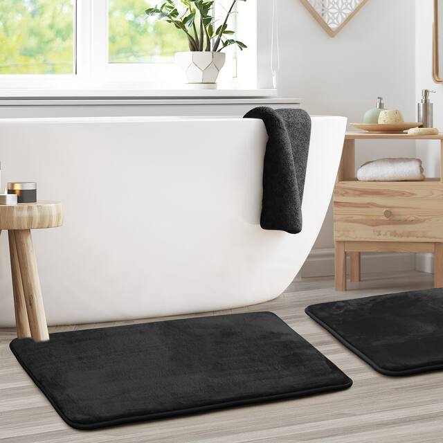 Clara Clark Ultra Soft Plush Bathroom Rug - Non-Slip, Velvet, Memory Foam Bath Mat - Set of 2
