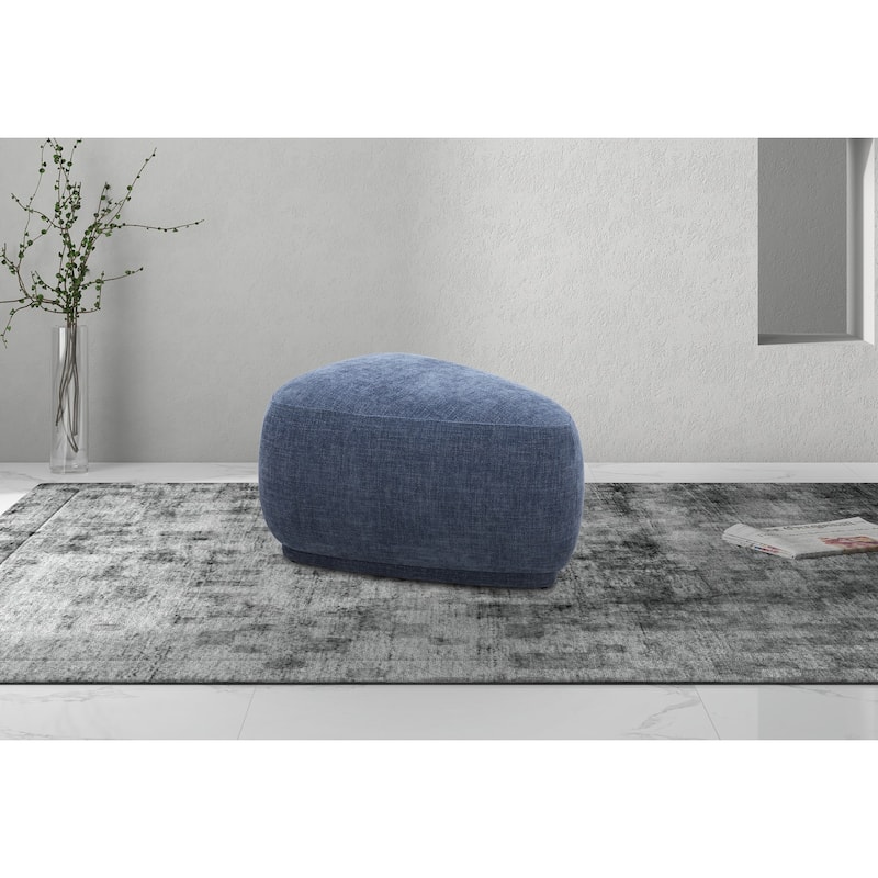 Divani Casa Kinsey Modern Blue Small River Rock Ottoman