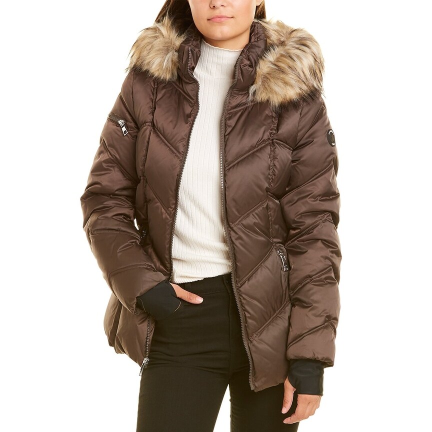 nautica faux fur hood quilted jacket