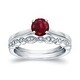 preview thumbnail 5 of 12, Auriya 14k Gold 1/2ctw Vintage Solitaire Ruby Engagement Ring Set 1/6ctw White - 10