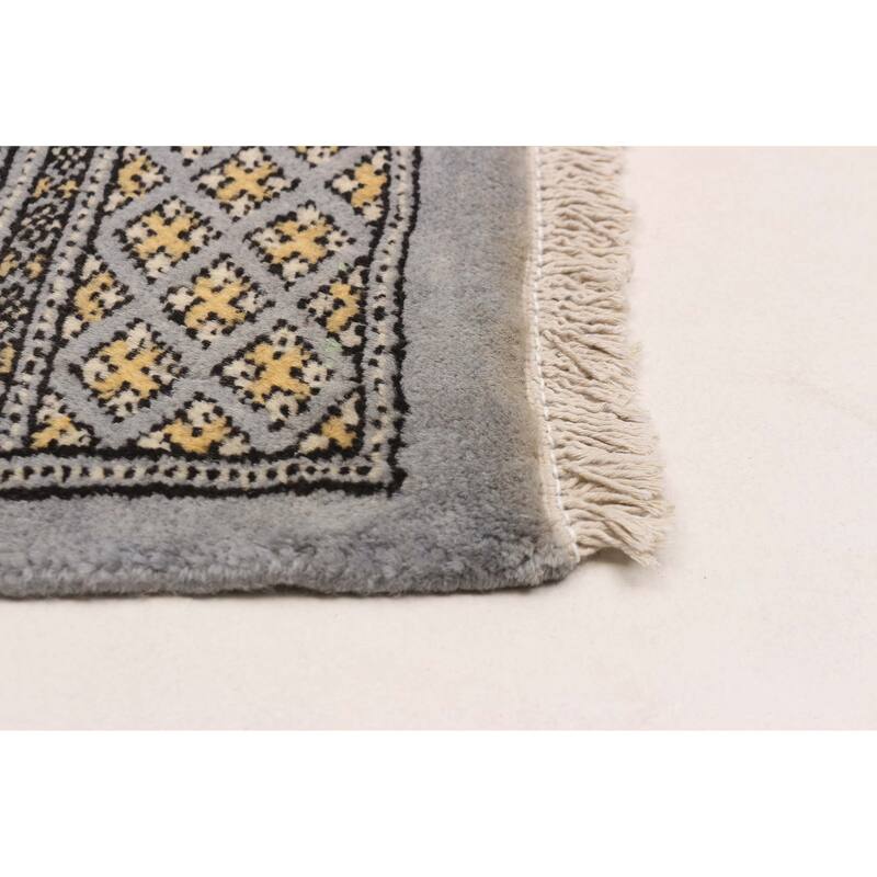 Finest Peshawar Bokhara Grey Rug 5'6" x 7'11" - 5'6 x 7'11