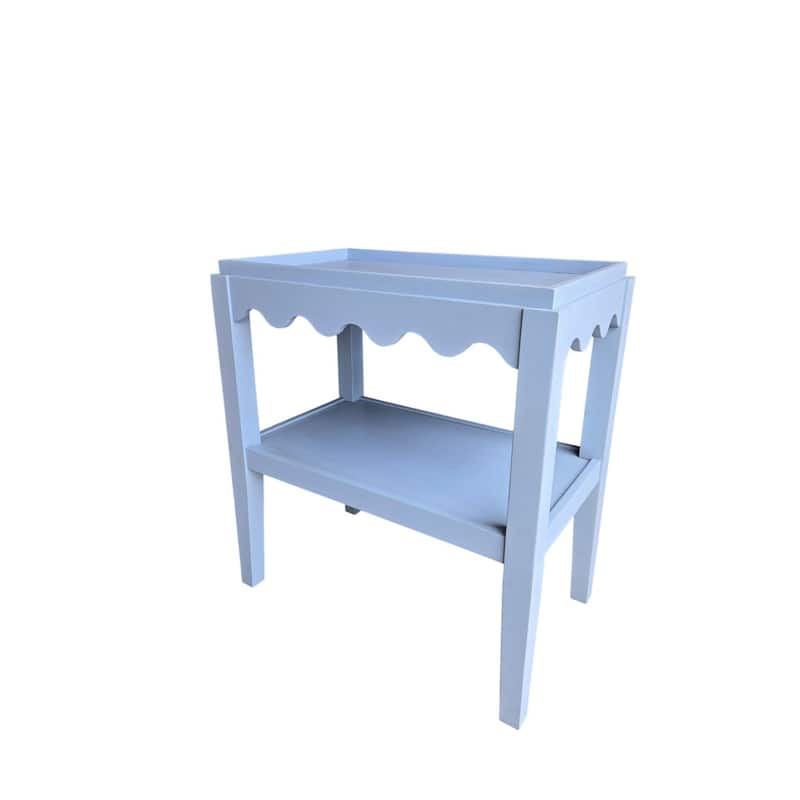 Carolina Chair & Table Rectangular Side Table, Mango Wood, Decorative Scallop Edge, 17L x 28W x 28H inches