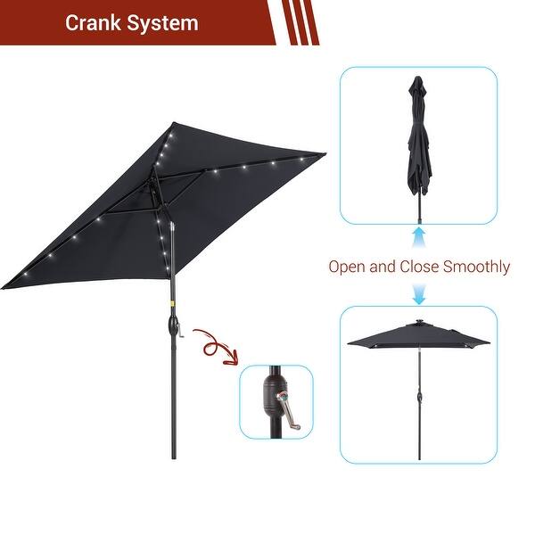 LIVOOSUN 6.5×6.5FT LED Square Patio Umbrella with UPF50+, Tilt Function, and Wind-Resistant Design——Experience Outdoor Comfort