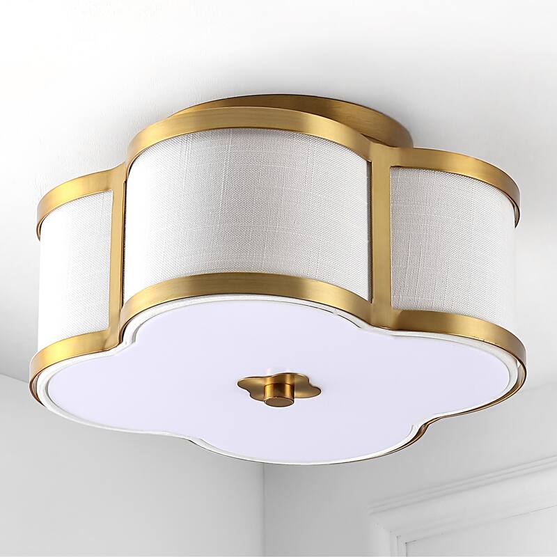 Frank Scalloped Shade Metal Classic Glam LED Flush Mount, by JONATHAN Y