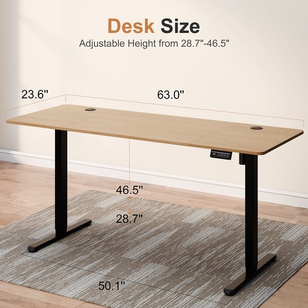 dimension image slide 6 of 16, Electric Standing Desk, Height Adjustable Desk with LED Display