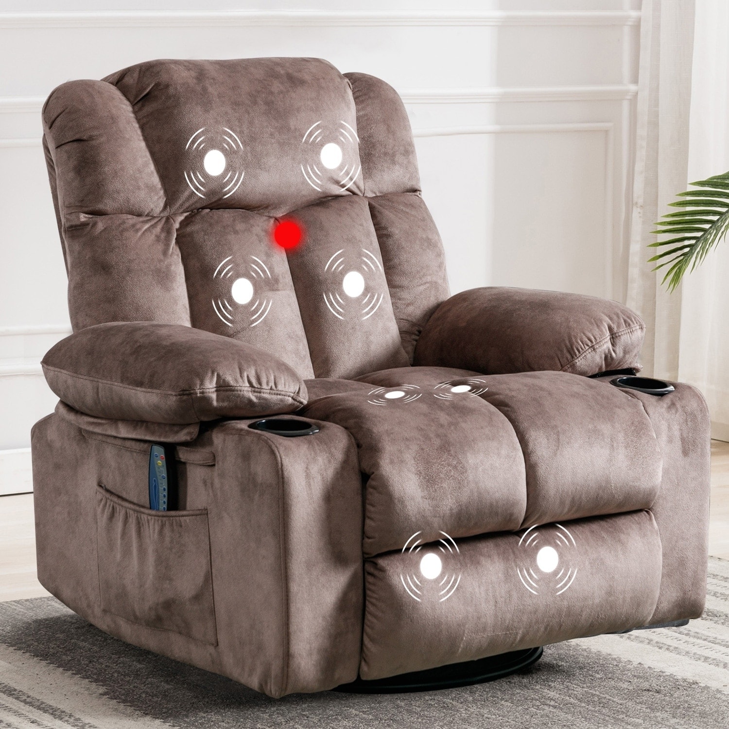 Manual Nursery Rocking Recliner Chair with 2 Cup Holder On Sale