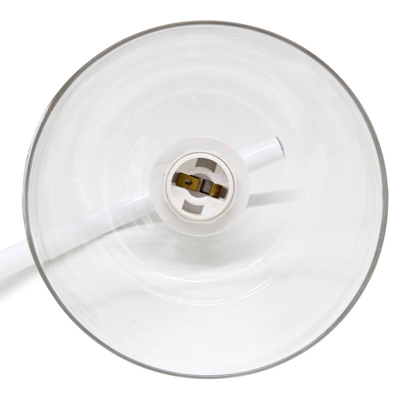 Angled Desk Lamp with Clear Ribbed Glass Shade - 15.75" - White