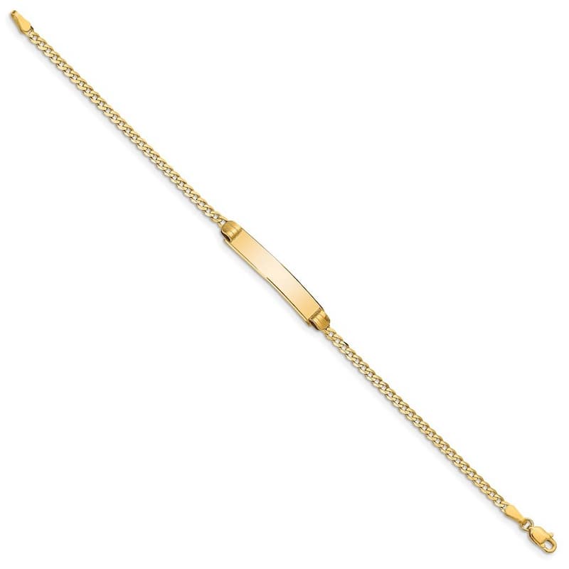 Curata 5.44mm 10k Yellow Gold Engravable Flat Curb Link ID Bracelet 7 Inch