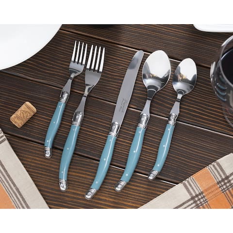 French Home Laguiole 20 Piece Stainless Steel Flatware Set, Service for 4, Agean Teal