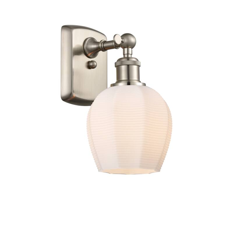 Innovations Lighting 516-1W-10-6 Norfolk Sconce Norfolk 10" Tall Wall - Brushed Satin Nickel / Matte White