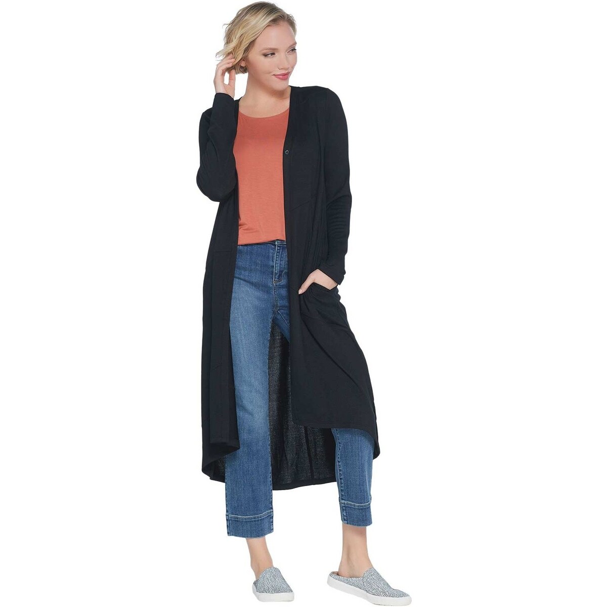 black duster sweater