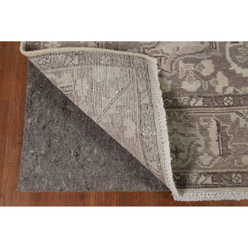 Distressed Tabriz Vintage Persian Rug Hand-Knotted Blue Wool Carpet - 6'7" x 9'6"