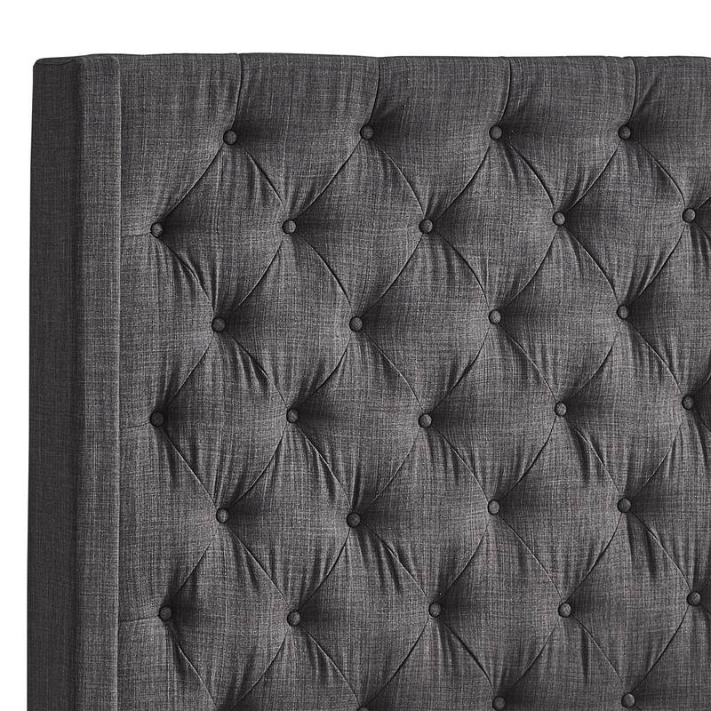 Detmold Wingback Button Tufted Tall Headboard Bed