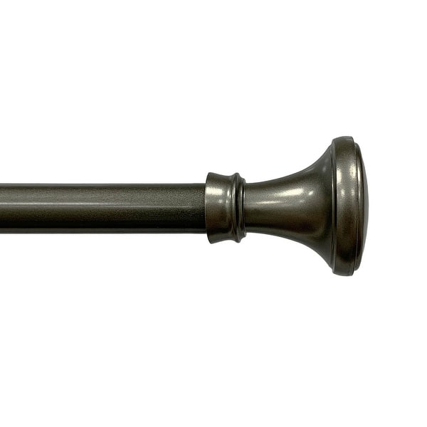 slide 2 of 12, Lumi 5/8" Single Curtain Rod Set Pewter/ Matte Black- Trumpet finials