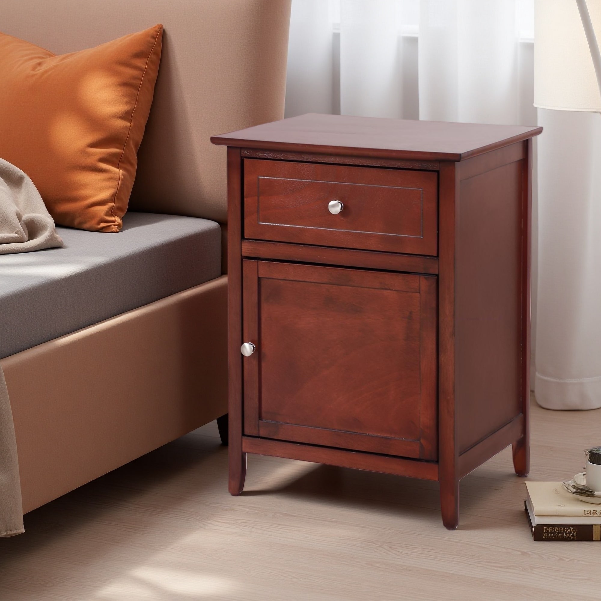 19"L Elegant Nightstand with 1 Ample Drawer and 1 Concealed Compartment for Modern Spaces