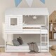 preview thumbnail 2 of 7, Modern Twin Over Twin Bunk Bed Wood Loft Bed with Window, Full-length Guardrail, Ladder Roof