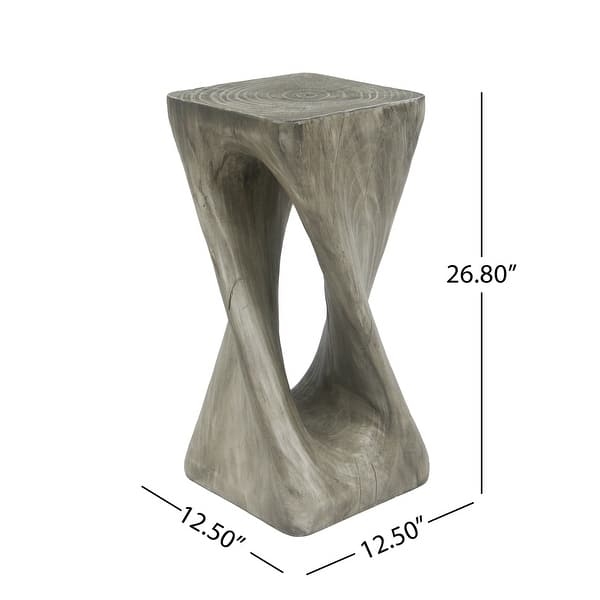 dimension image slide 6 of 8, Christopher Knight Home - Aurelian Quenby MGO Lightweight Concrete Twist End Table with Wood-Grain Texture