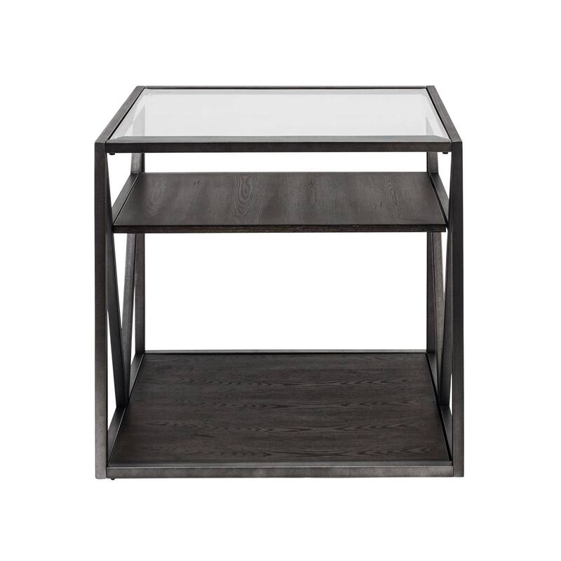 Arista Cobblestone Brown and Glass End Table