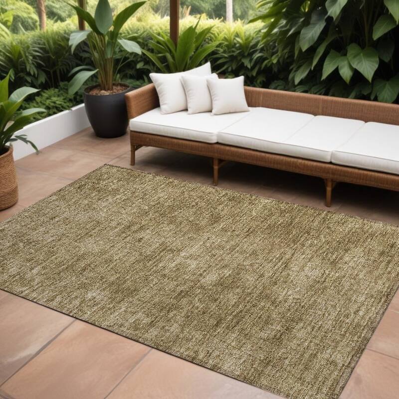 Bari Contemporary Abstract Weather Resistant Timeless Fusion Outdoor Rug - 10' X 14' - Tan