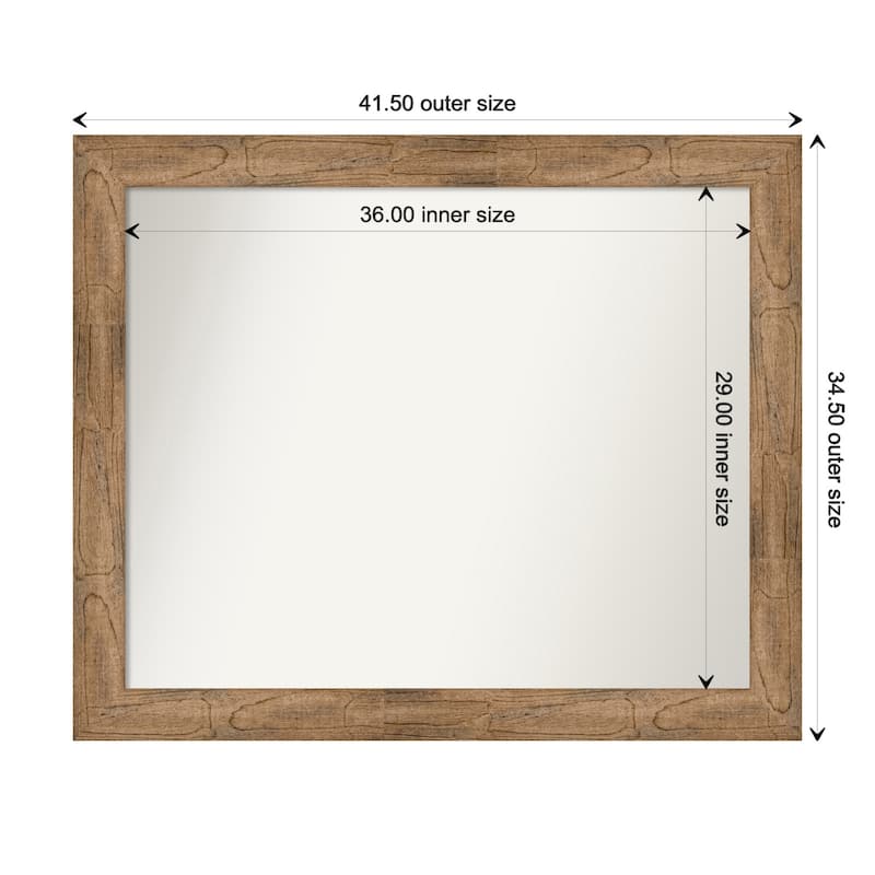Owl Brown Framed Non-Beveled Custom Wall Mirror, Bathroom Vanity Mirror - Outer Size: 41.5 x 34.5