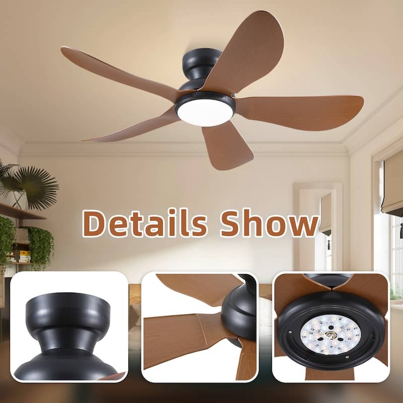 32/36/46/52 inches Low Profile Ceiling Fan with Light and Remote for Living Room Bedroom Kid's Room Patio
