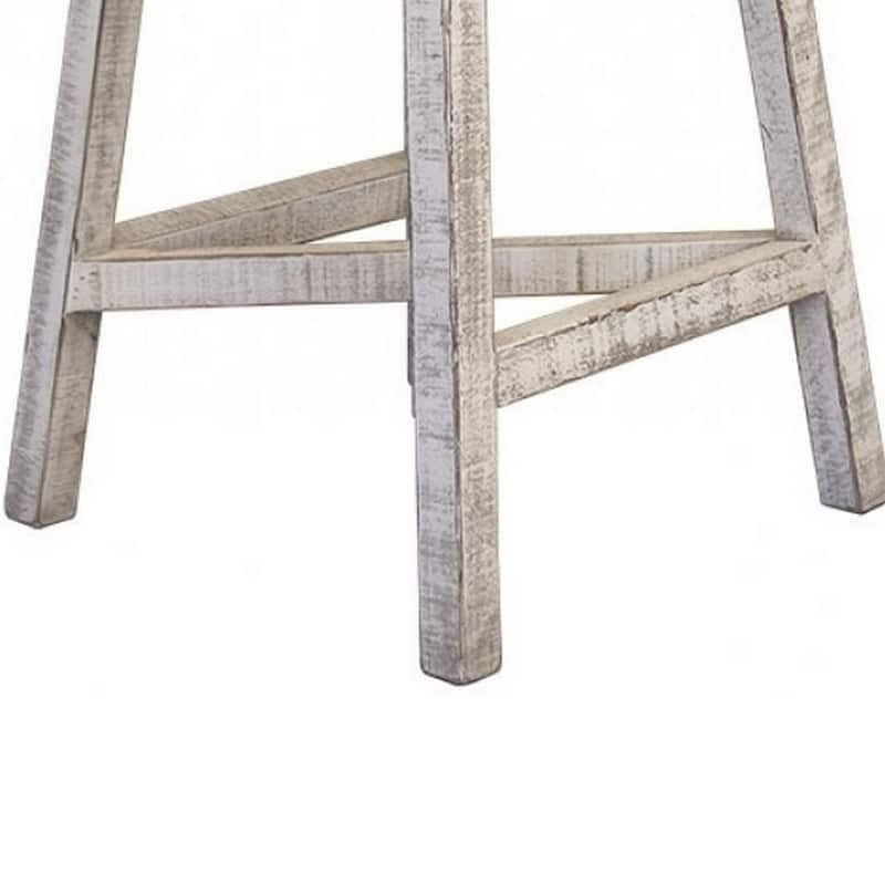 Suga 24 Inch Counter Height Stools, Set of 2, Farmhouse, Solid Pine Wood, Ivory, Gray